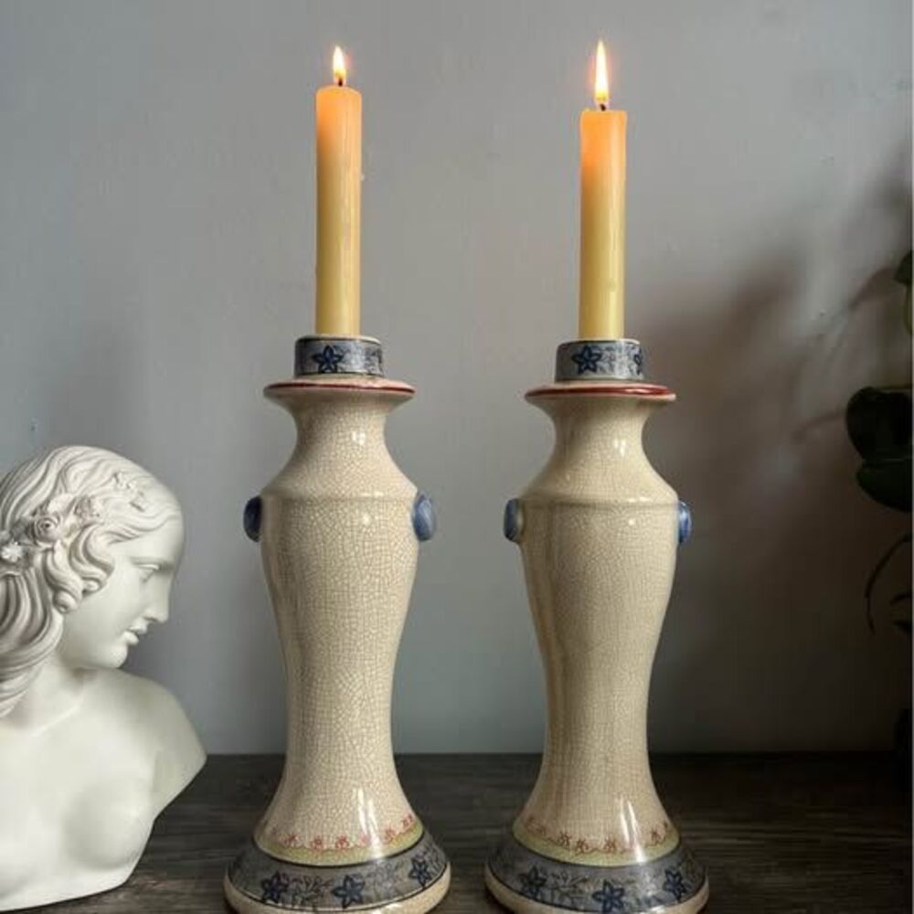 Pair of Porcelain Candle Holders